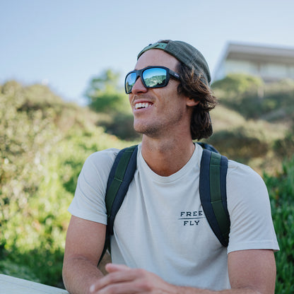 Backcast, Sunglasses + Matte Black | ChromaPop Glass Polarized Blue Mirror