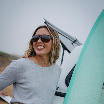 Emerge, Sunglasses + Matte Black | ChromaPop Polarized Gray Green